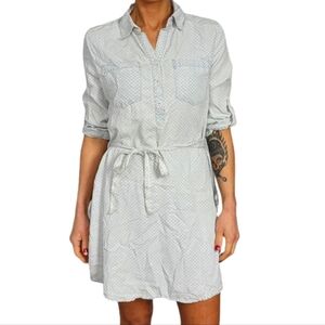 Kenneth Cole Reaction Buttoned Shirt Dress Size 8 Blue White